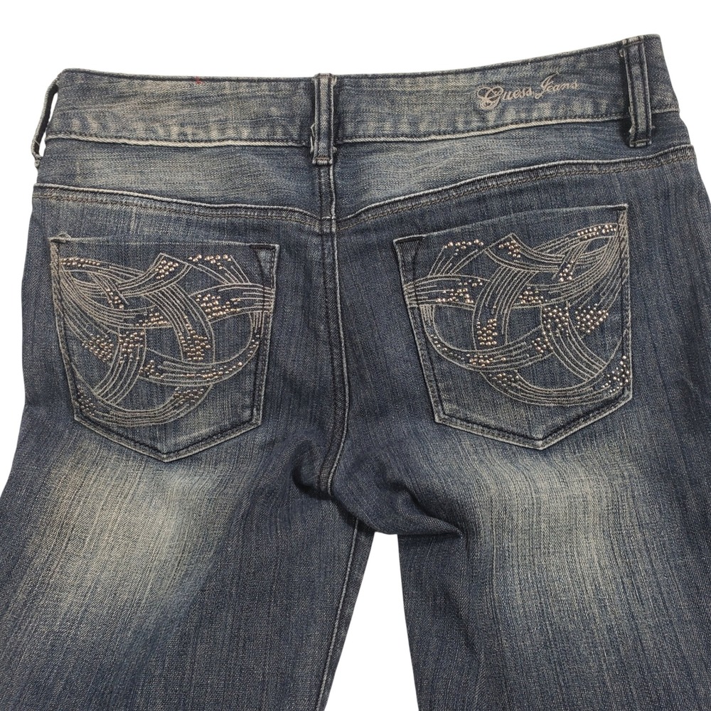 Guess Womens‎ Bootcut Jeans Size 28 Blue Rhinestone Pocket Q0117100000